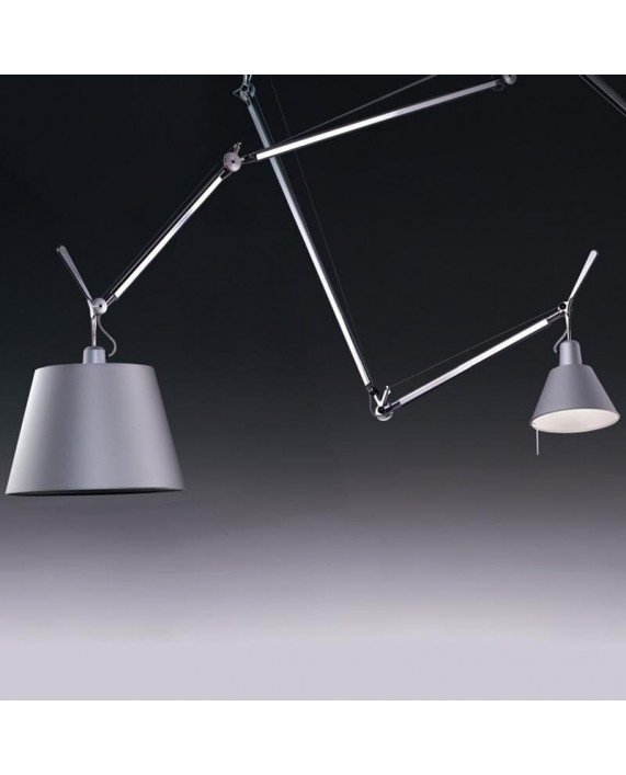 Artemide - Tolomeo Decentrata Suspensione Pendant lamp, aluminum /  parchment shade Ø 24 cm